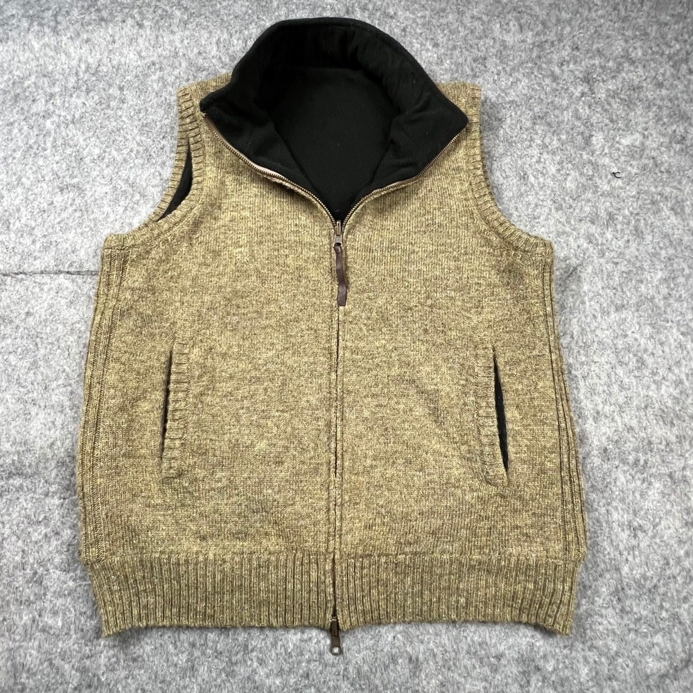 Pendleton Mens Reversible Shetland Wool Fleece Vest Olive Green Black Size M